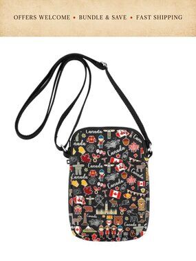 Canada Crossbody Bag Maple Leaf Canvas Travel Purse Adjustable Strap